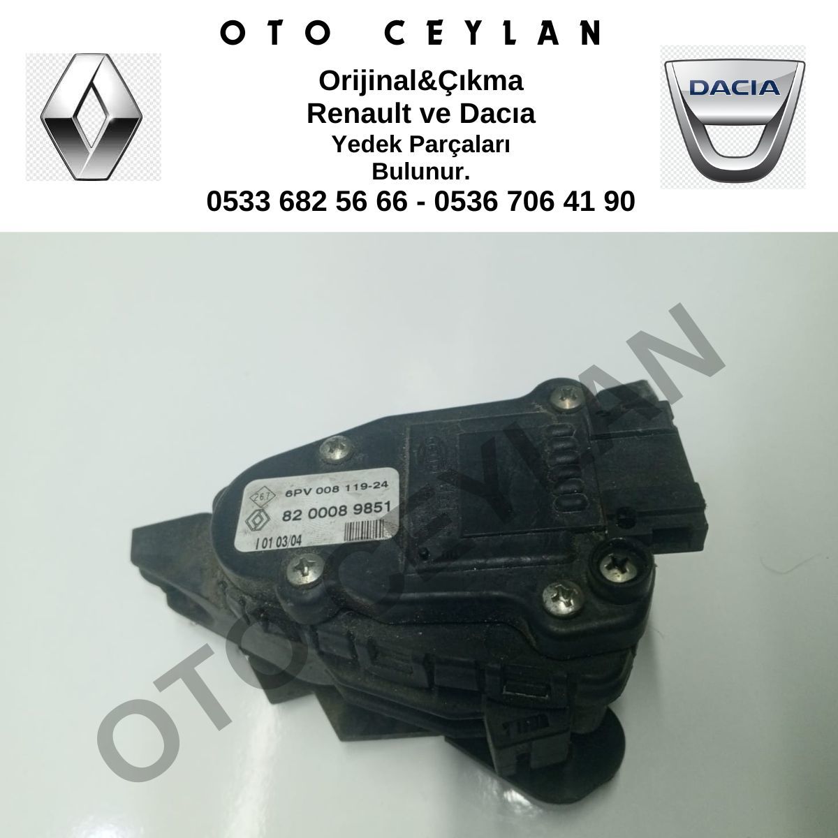 8200089851 Clio Kango Potansiyometre Gaz Pedalı 1.5 Dci Orijinal Çıkma