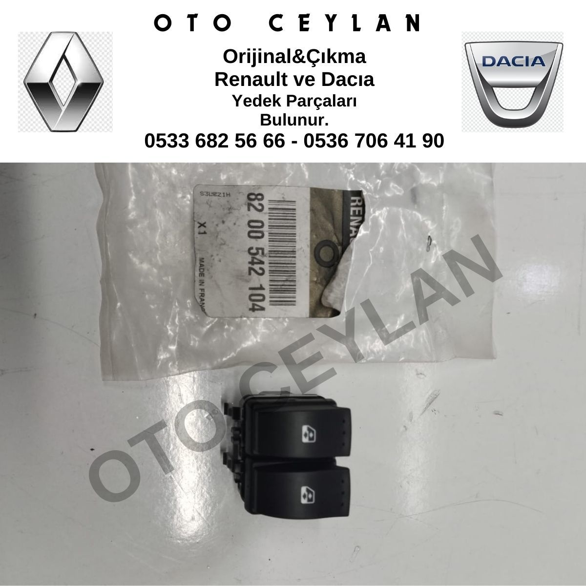 8200542104 Clio Megane Sol Cam Açma Düğmesi Orijinal Sıfır