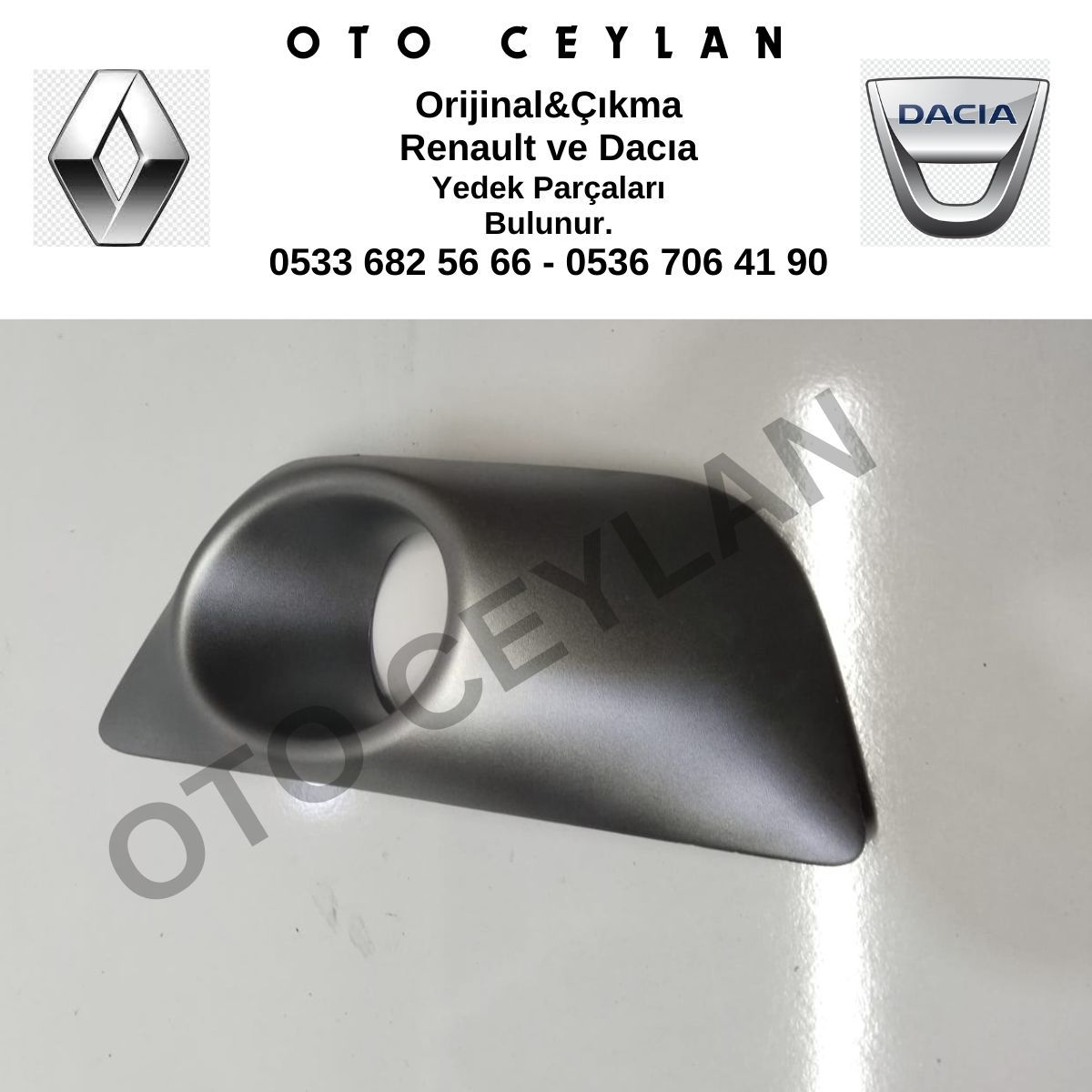 261A20107R SANP3-YT2S Sandero Stepway Logan Mcv Tampon Ön Sis Far Çerçevesi Sağ Gri Sıfır Orijinal