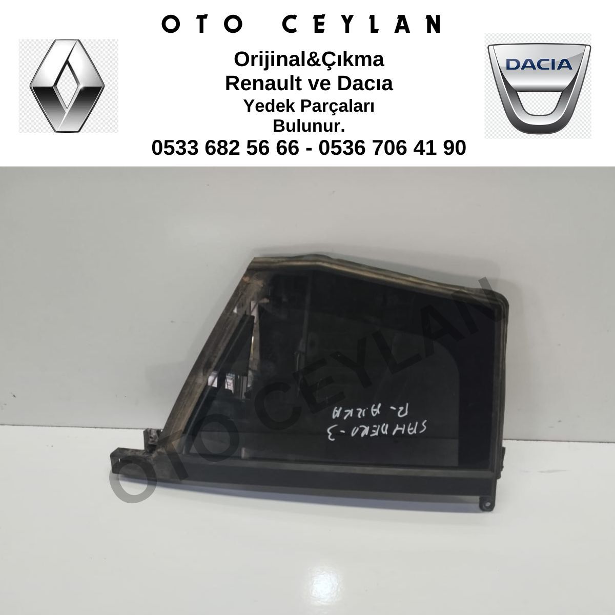822309690R Sandero 3 Arka Kelebek Camı Bji Sağ Orijinal Çıkma