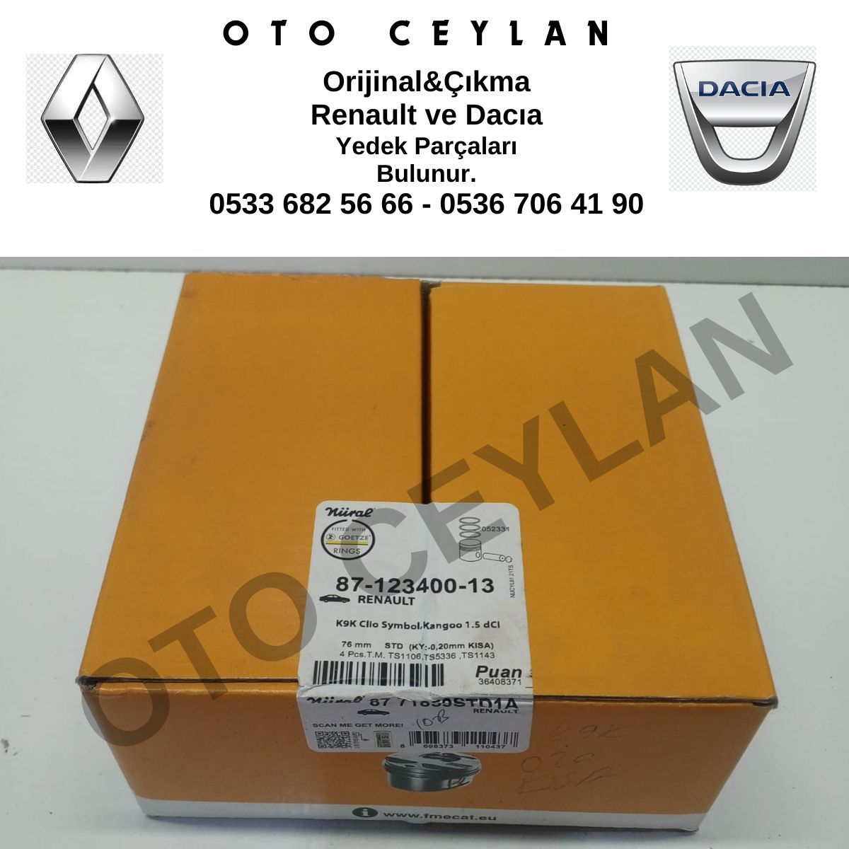 8712340013 Clio Symbol Kango 1.5 Dci K9K 0.20mm Kısa Piston Sıfır Yan Sanayi