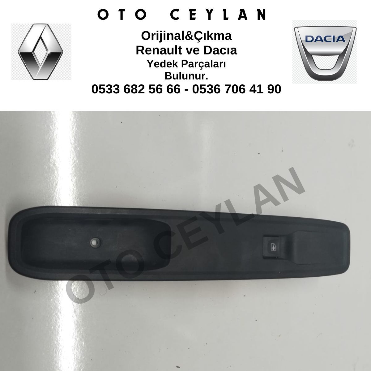 80961771R 254118439R Taliant Sandero Sağ Ön Cam Düğmesi ve Çerçevesi Orijinal Çıkma