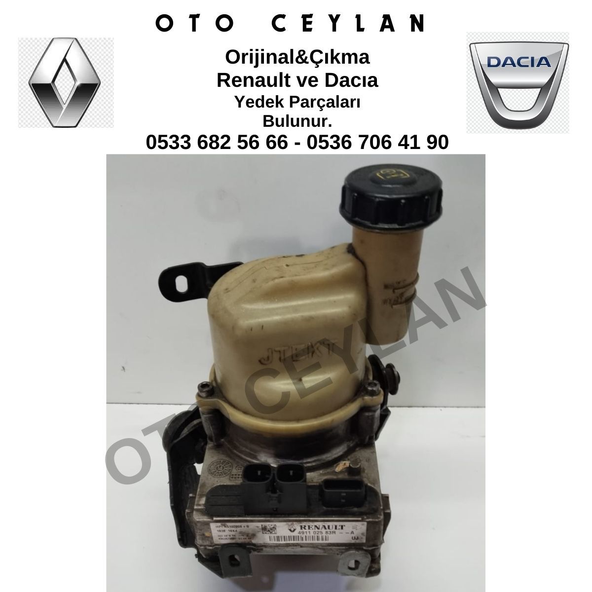 491102583R Clio 4 Symbol Logan 2 Sandero 2 Direksiyon Pompası Orijinal Çıkma
