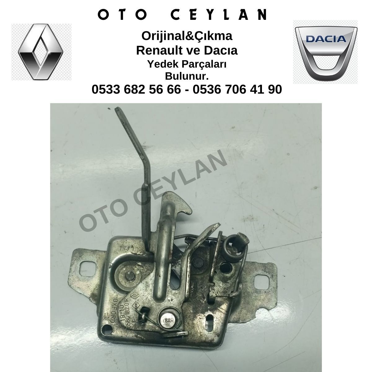 656018201R Kango 3 Ön Kaput Kilit Orijinal Çıkma