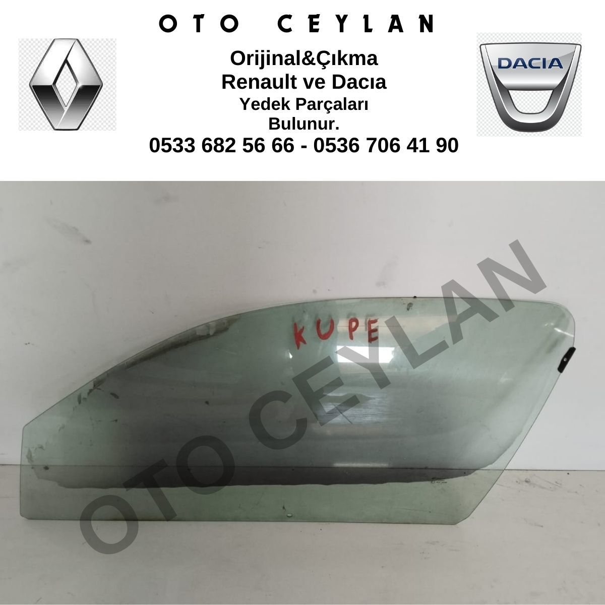 Megane Coupe Sol Ön Kapı Camı Orijinal Çıkma