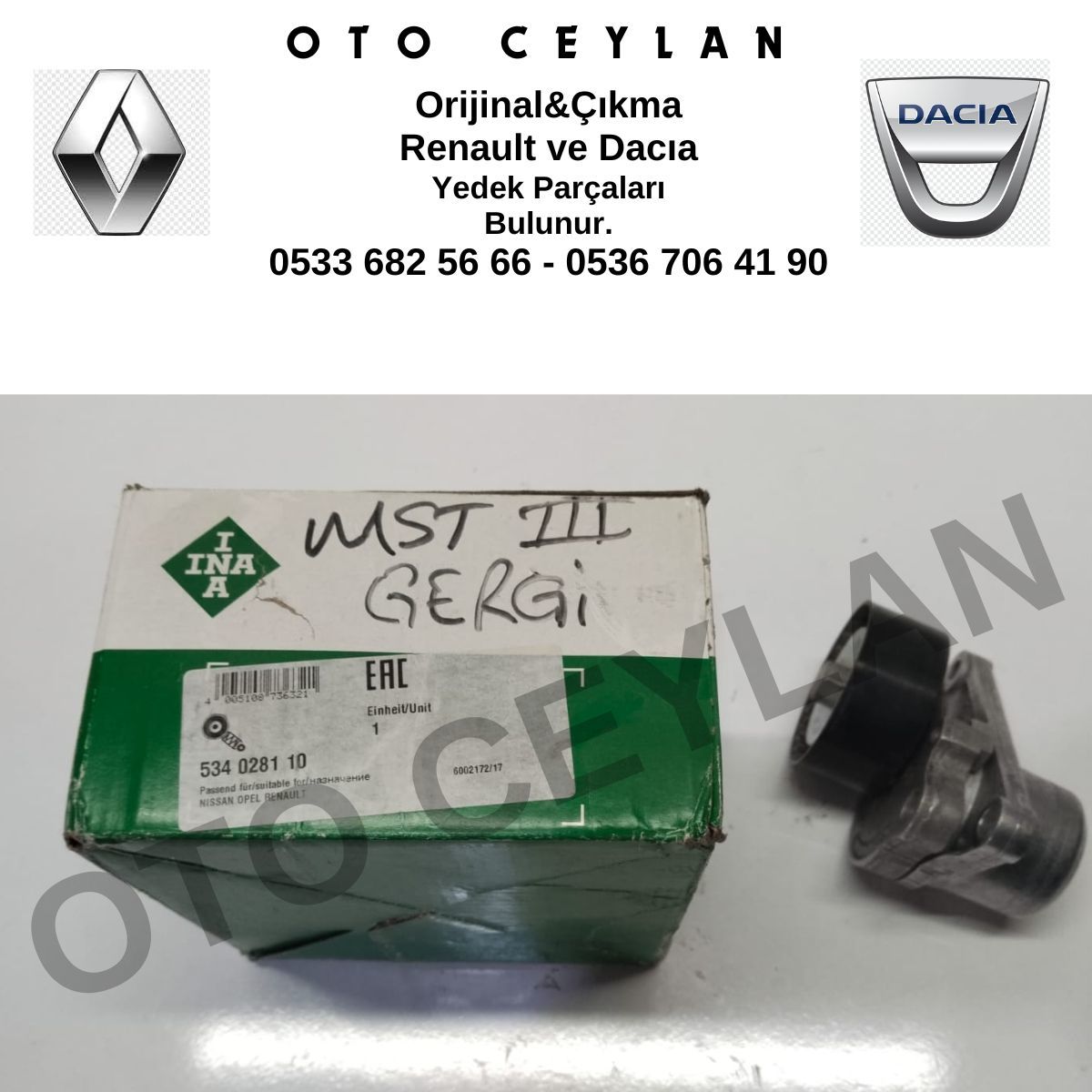 8200645234 117500969R Master 3 Trafic 3 Logan 3 Alternatör Gergi Rulmanı Sıfır Orijinal
