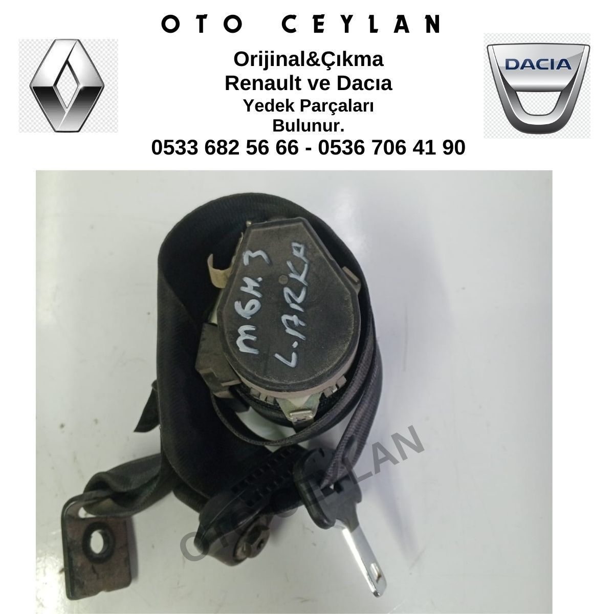 888412948R Megane 3 Sol Arka Emniyet Kemeri Orijinal Çıkma