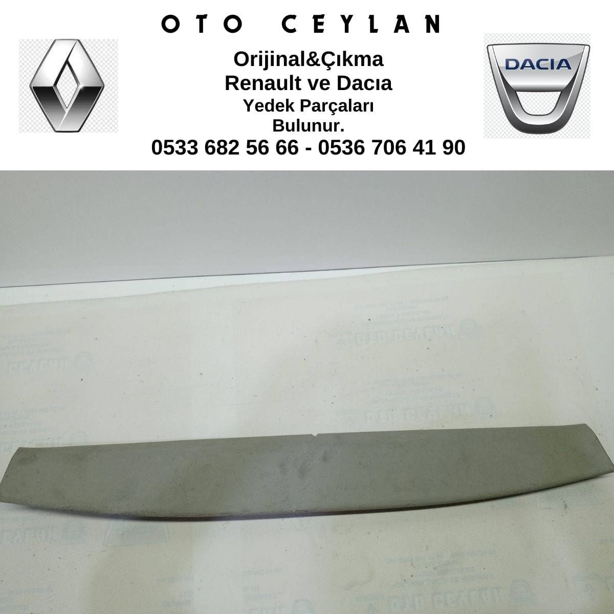 909040006R Megan 3 Bagaj Kapağı Üst Kaplama Çıkma Orjinal