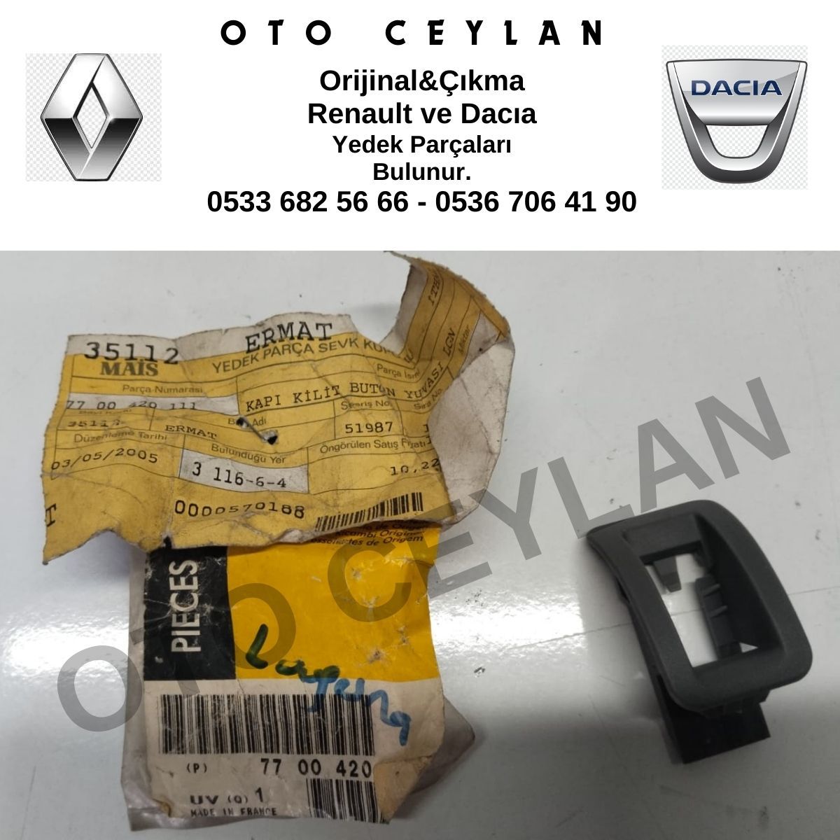 7700420111 Laguna 1 Kapı Kilit Düğme Yuvası Sıfır Orijinal