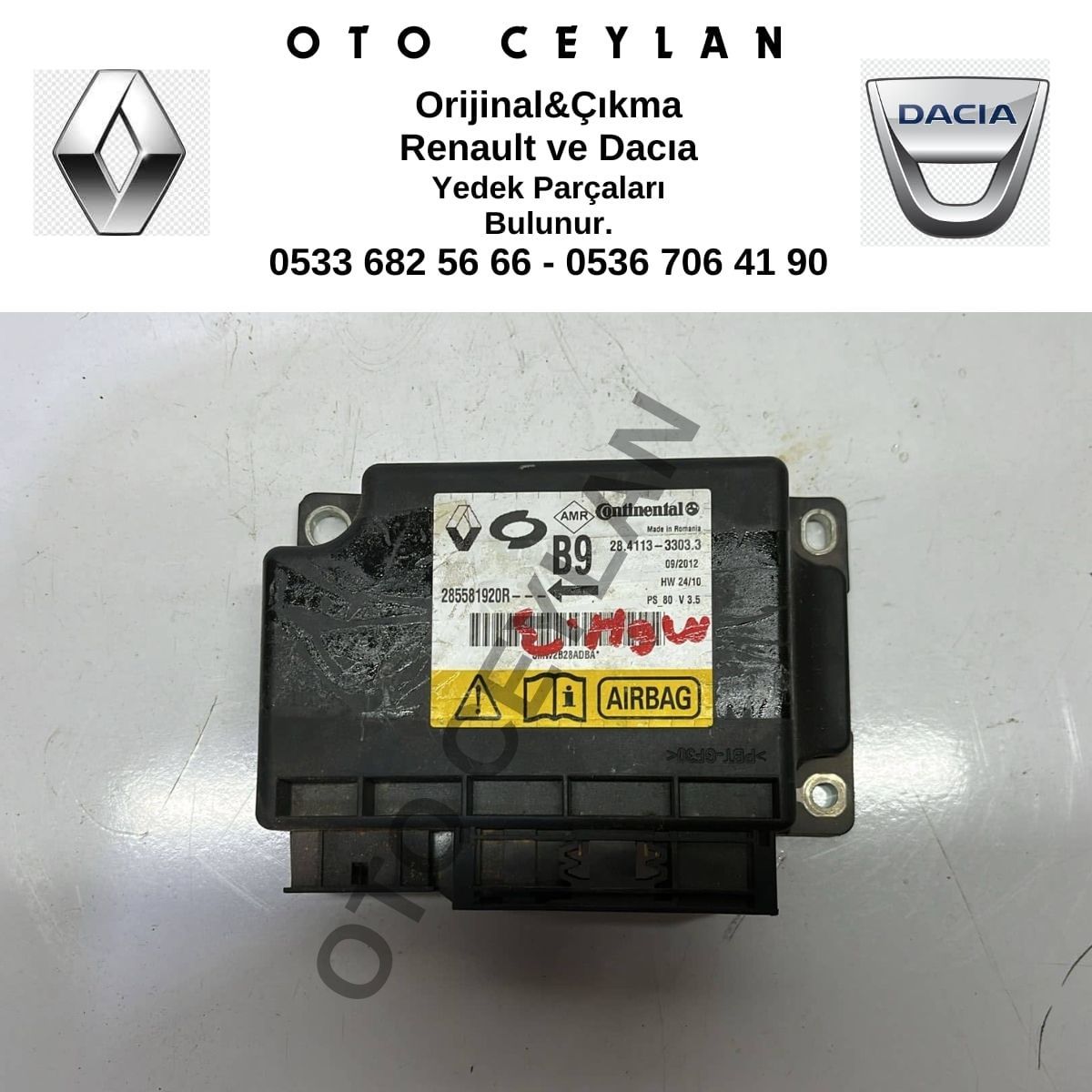 285581920R Fluence Megan 3 Aırbag Beyni Çıkma Orijinal
