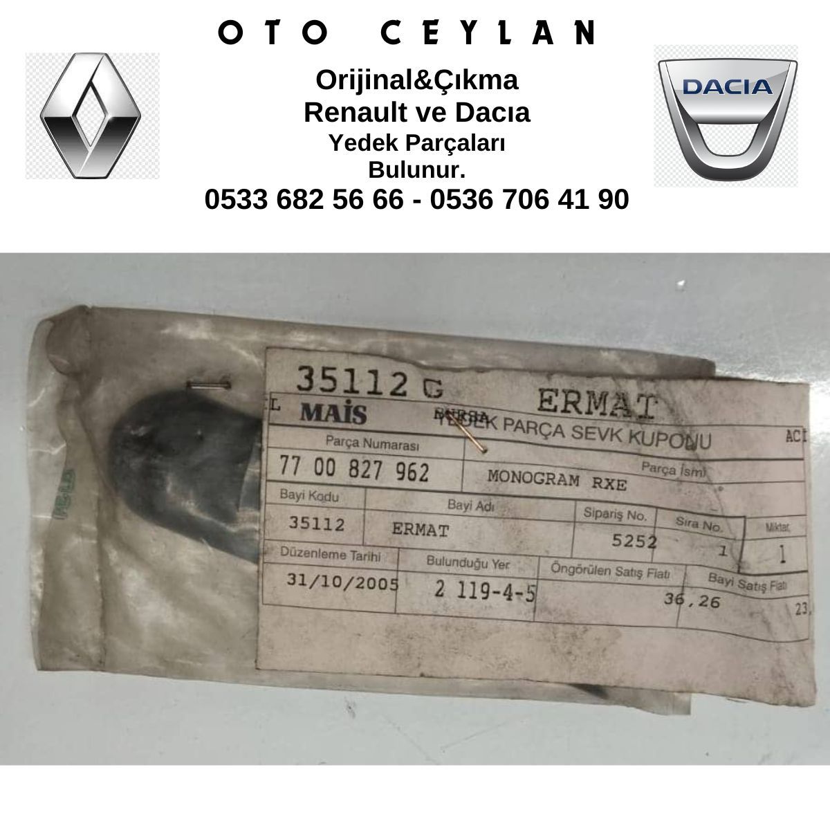 7700827962 Laguna Sol Kapı Bandı RXE Yazısı Sıfır Orjinal