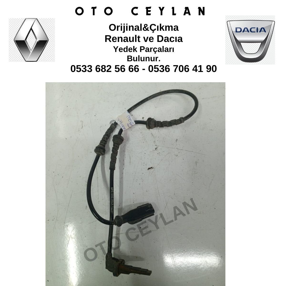 479100004R Megane 3 Fluence Ön Abs Kablosu Sensörü Orijinal Çıkma