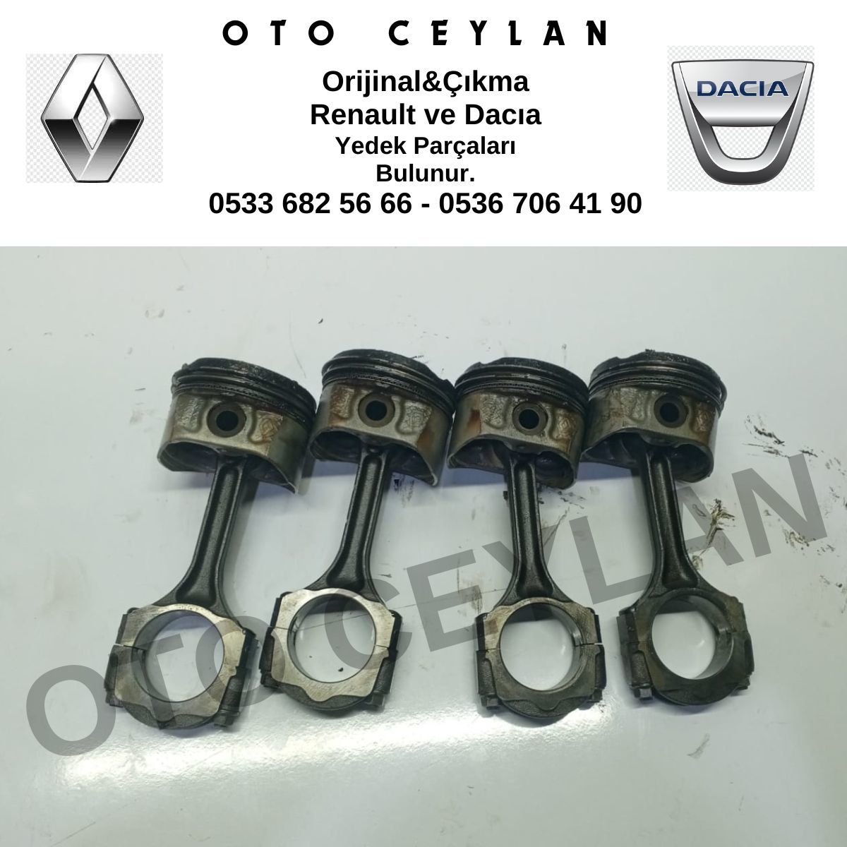 7701475074 Megane 2 K4M Piston Biyel Kolu Takım Orijinal Çıkma