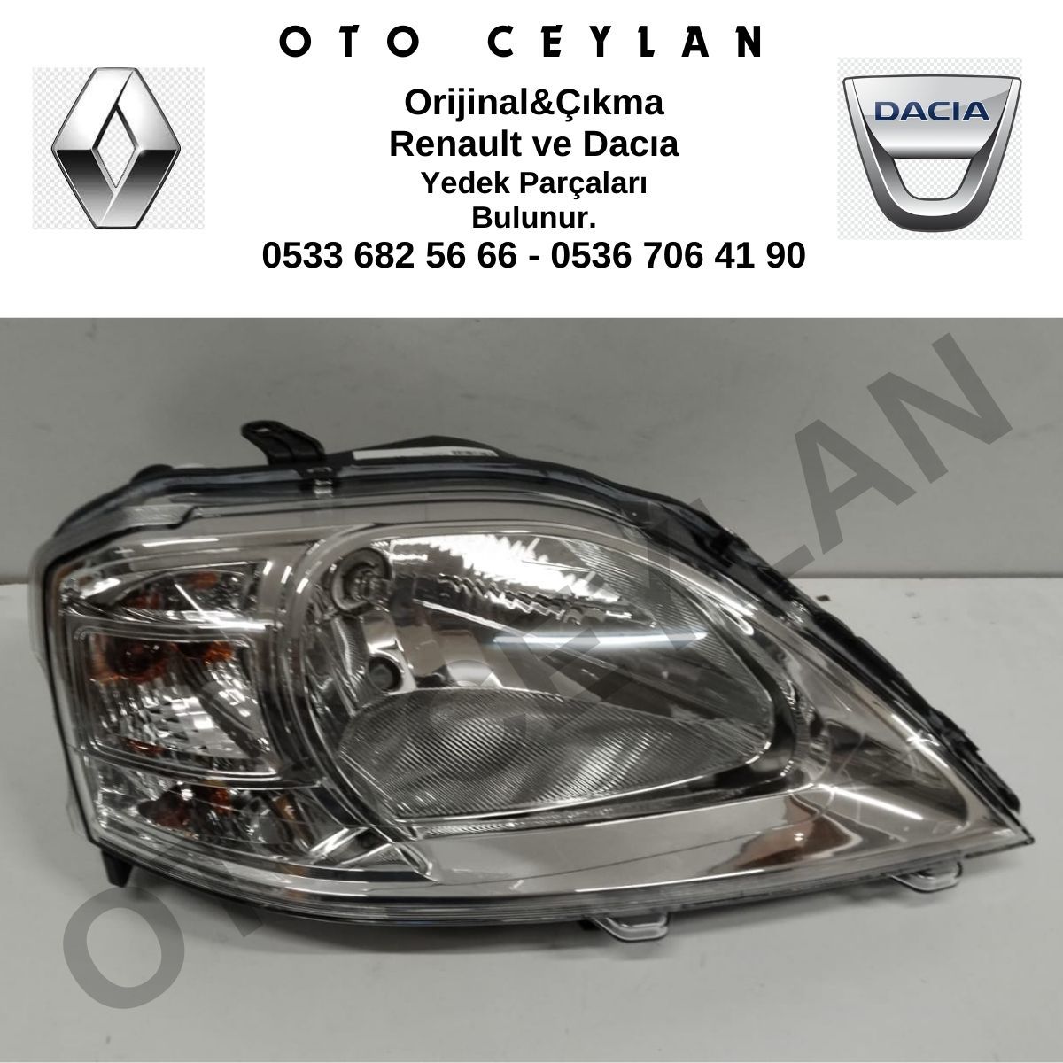 8200744754 Dacia Logan Sağ Far Sıfır Orjinal Hafif Hatalı