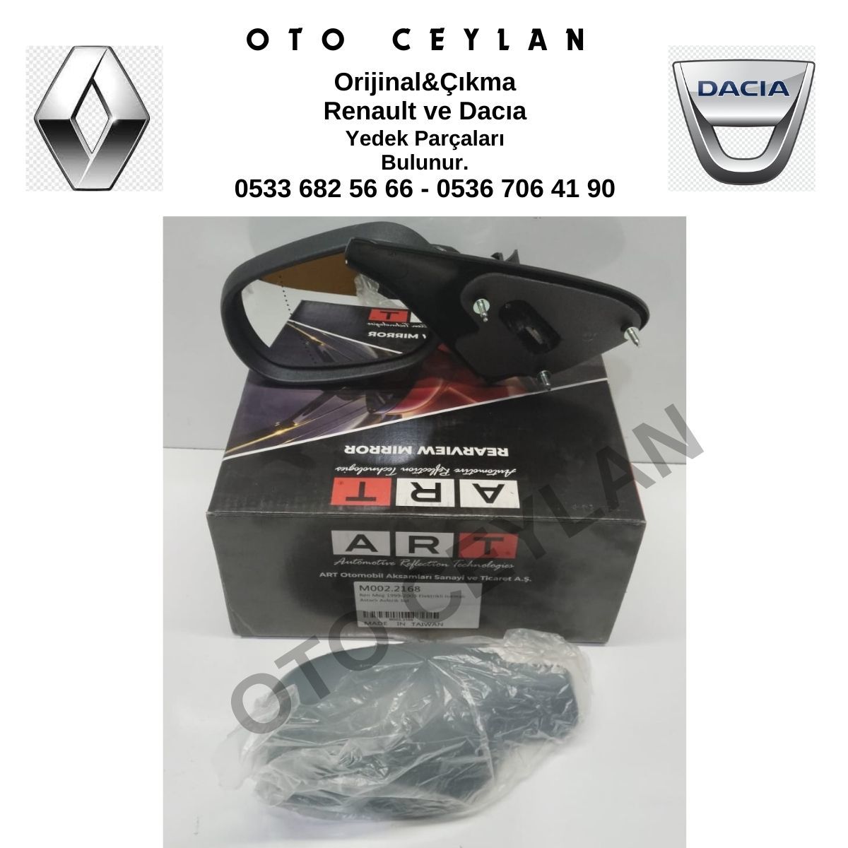 M002.2168 Megane Dış Ayna Sol Elektrikli Isıtma Astarlı Asferik Sıfır Art Marka İthal