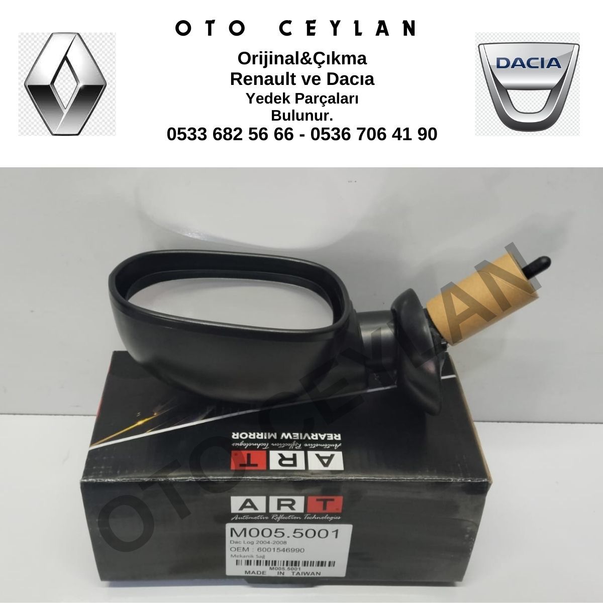 M005.5001 6001546990 Logan Dış Dikiz Aynası Sağ Mekanik Sıfır Art Marka İthal