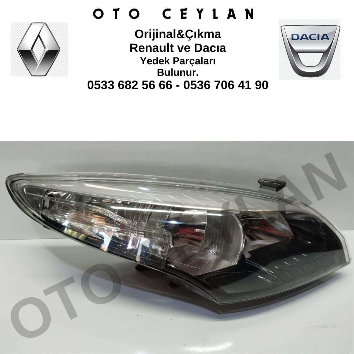 260108719R Megane 3 Sağ Far Çıkma Orjinal