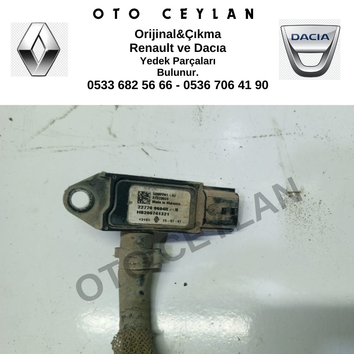 227709604R Megane 3 Fluence Partikül Basınç Kaptörü 1.5 Dci K9K Orijinal Çıkma