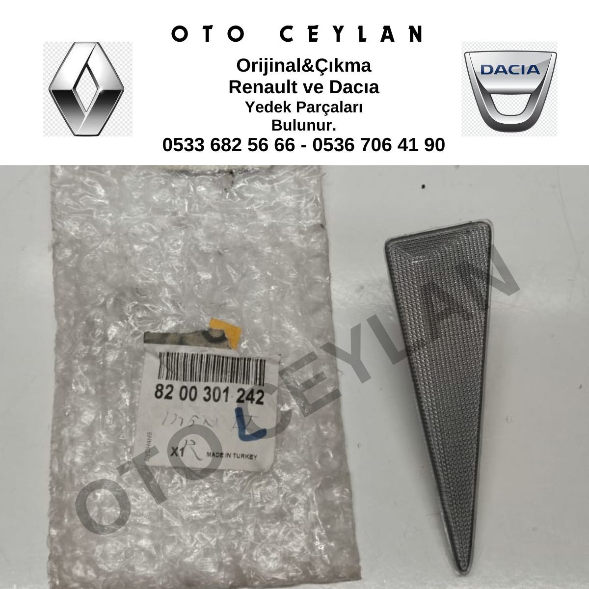 8200301241 Megane 2 Çamurluk Sinyali Beyaz Sol Orijinal Sıfır