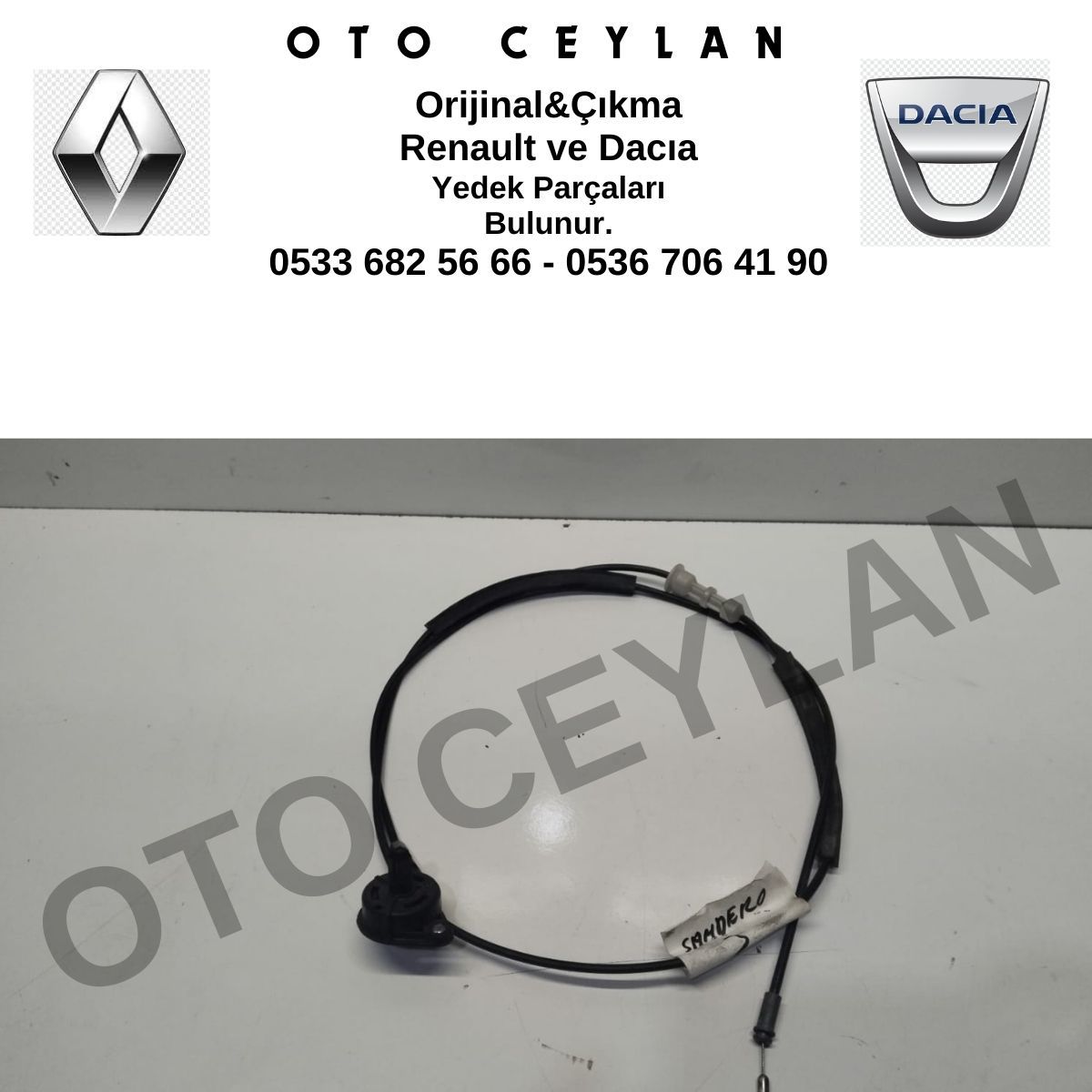 656202811R Yeni Sandero Kaput Açma Teli Orijinal Çıkma