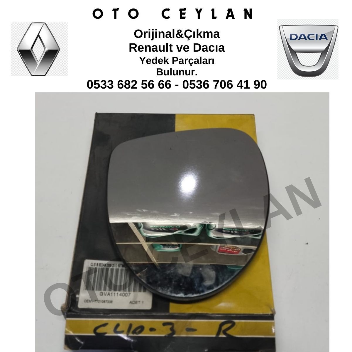 GVA 1114007 Clio 3 Thalia Symbol Twingo Ayna Camı Sağ Sıfır Yan Sanayi