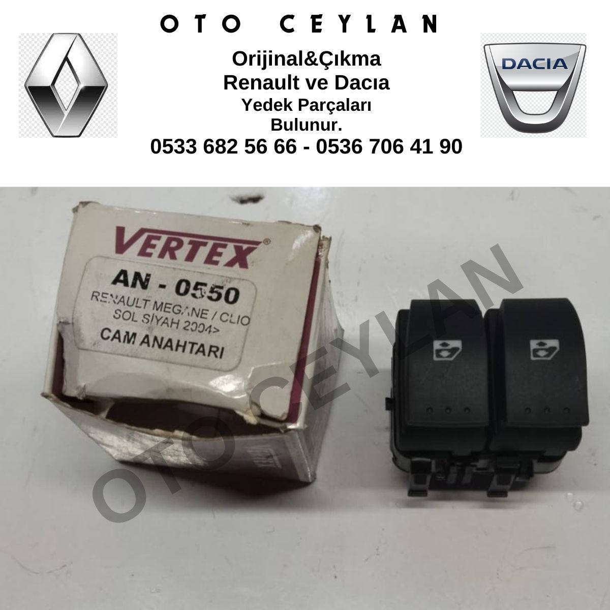 8200315034 Clio Megane Cam Açma Kapatma Düğmesi Sol Çiftli Yan Sanayi Sıfır