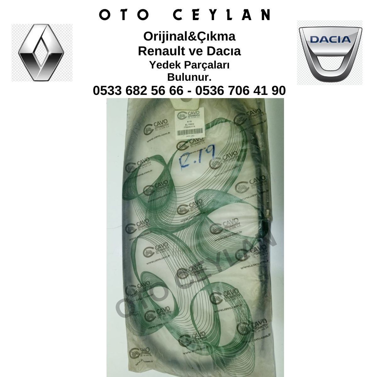 CAV 1402252 7702253174 Renault 19 El Fren Teli Sıfır Cavo Marka