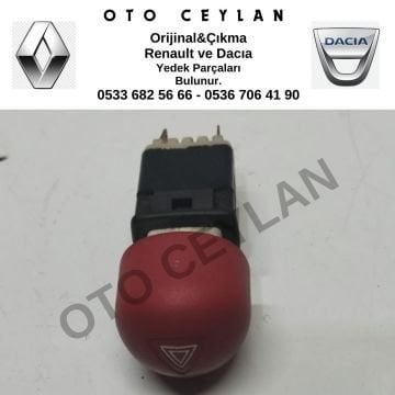 7700822444 Twingo Dörtlü Flaşör Düğmesi Orijinal Çıkma