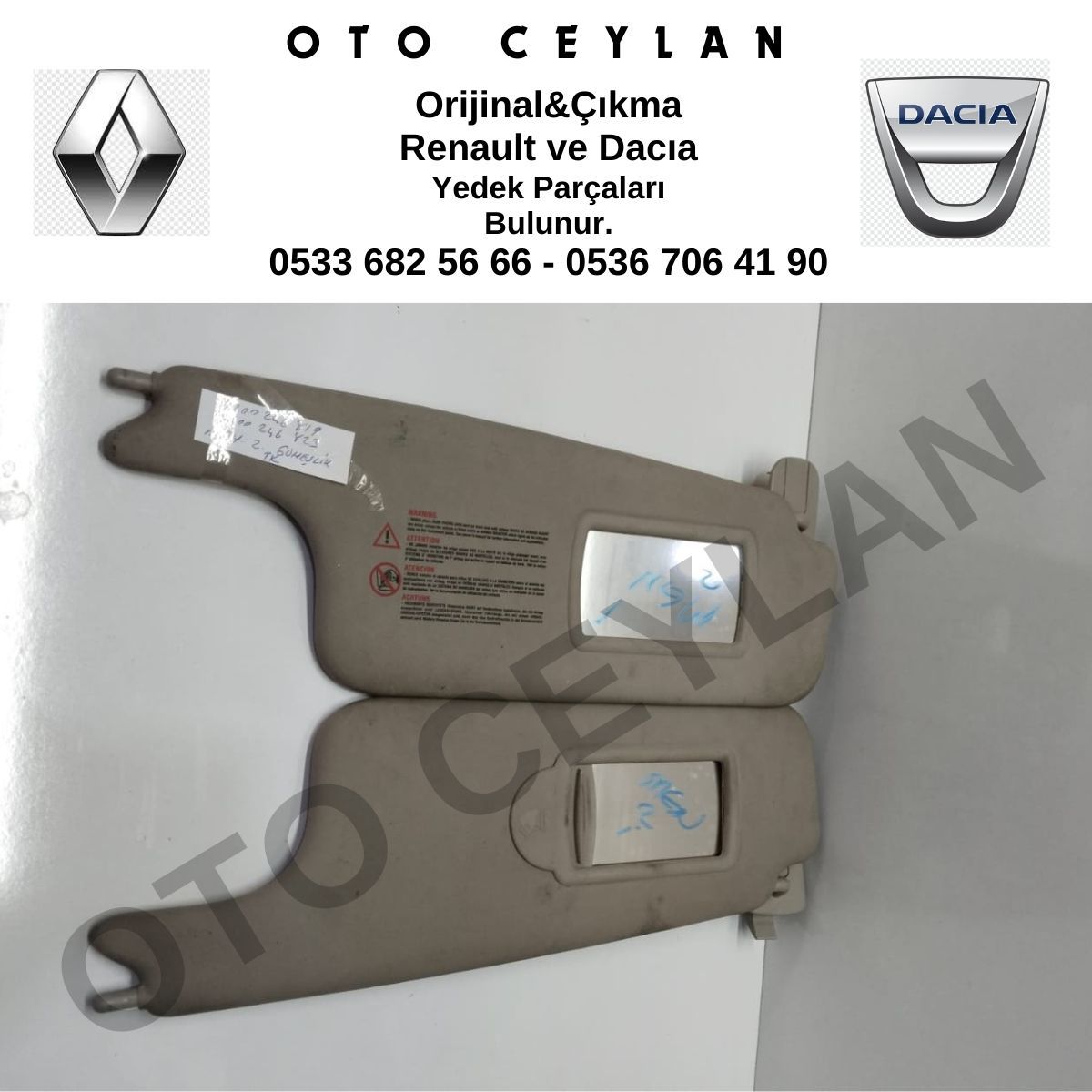 8200246819-8200246823 Megane 2 Güneşlik Sol Orijinal Çıkma