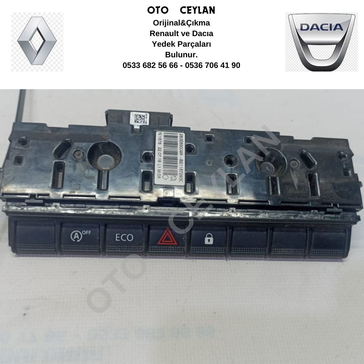 283E86009R Clio 5 Kumanda Paneli Çıkma Orjinal