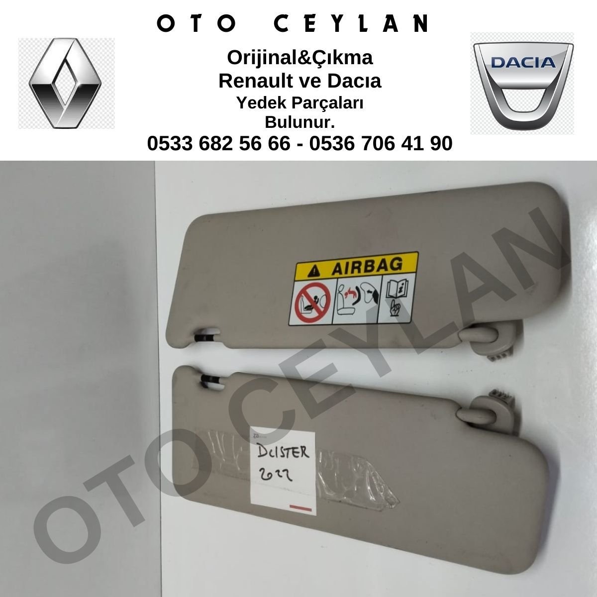 964019553R Duster Güneş Siperliği Takımı 2022 Orjinal Çıkma