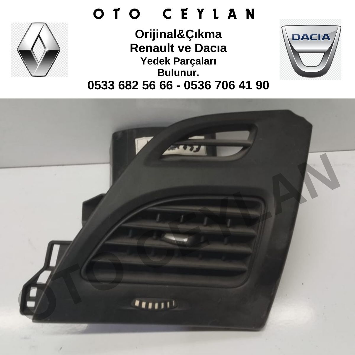 687606450R Fluence Megane 3 Sağ Havalandırma Izgarası Çıkma Orjinal