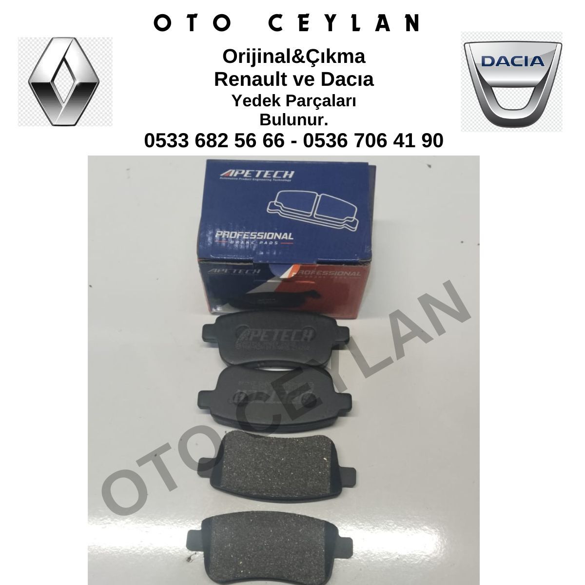 440603734R 440601416R Megane 3 Scenic Arka Balata Sıfır Yan Sanayi