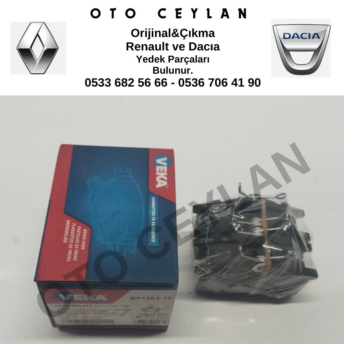 440605839R 7701206784 BP1263-10 Megane 2 3 Megane 4 HB Fluence Arka Balata Sıfır Yan Sanayi