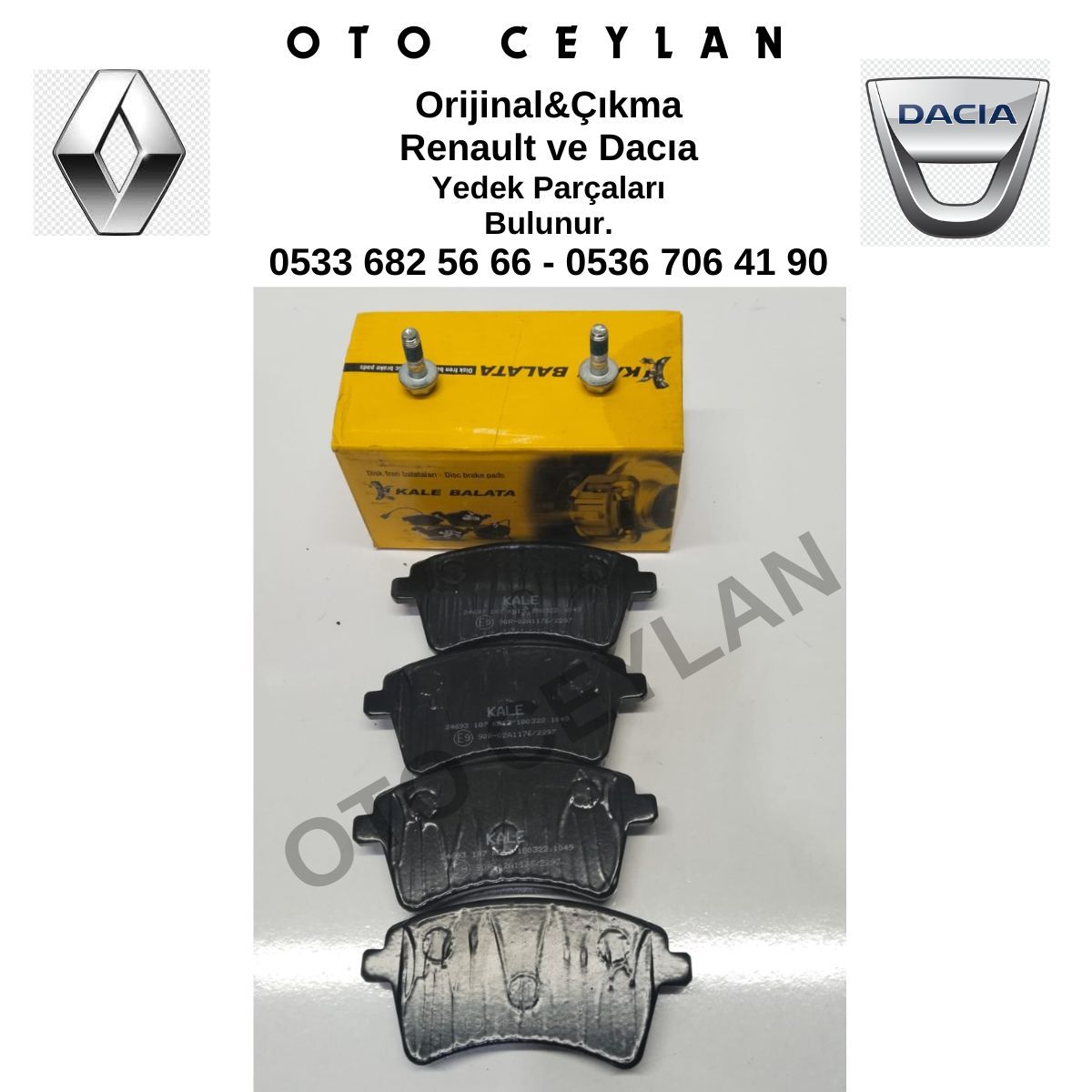 Kale 2469318704 Kango 3 Ön Fren Balata Takımı Sıfır Yan Sanayi