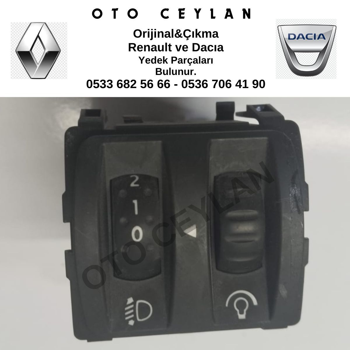251900007R Fluence Megane 3 Far Ayar Düğmesi Orijinal Çıkma