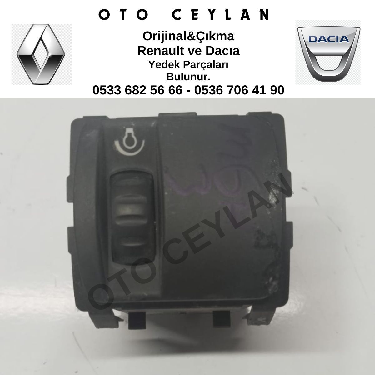 259808163R Clio 4 Işık Ayar Düğmesi Orijinal Çıkma