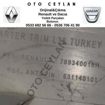 769340016R 631140101 Fluence Sağ Arka Tavan İç Kaplaması Çıkma Orijinal