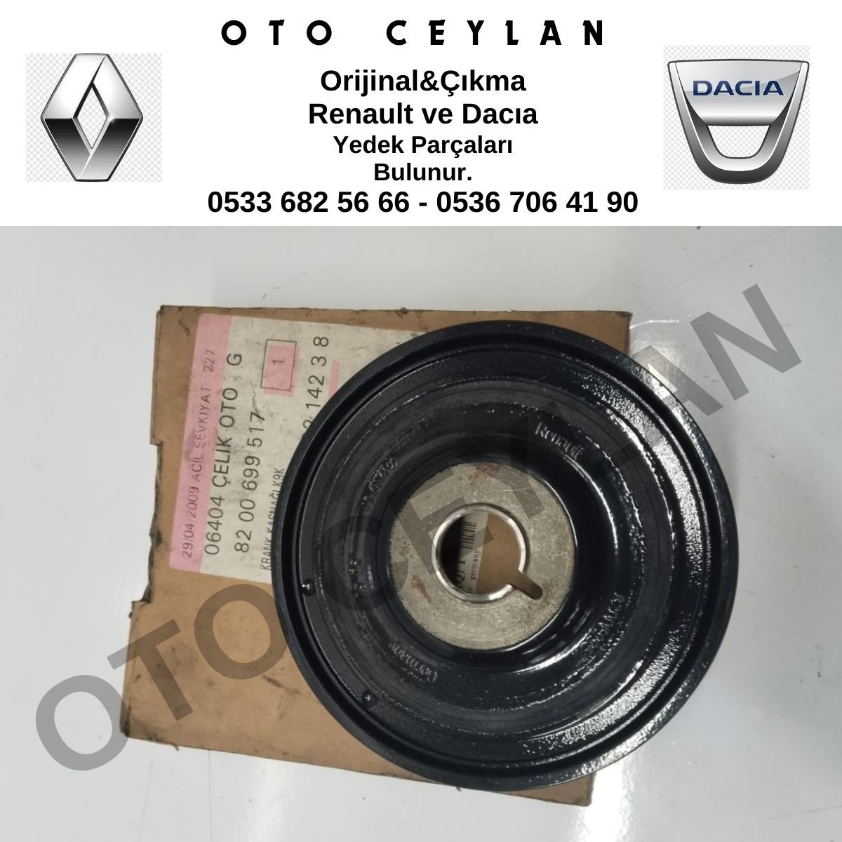 8200699517 Megane 2 Megane 3 Fluence Krank Kasnağı Orijinal Sıfır