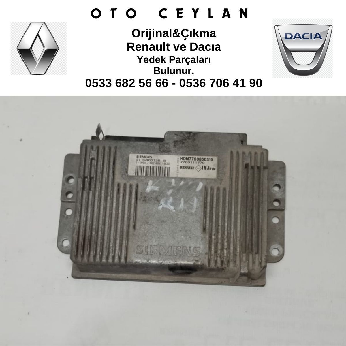 7700860319 R19 Motor Beyni K7M Çıkma