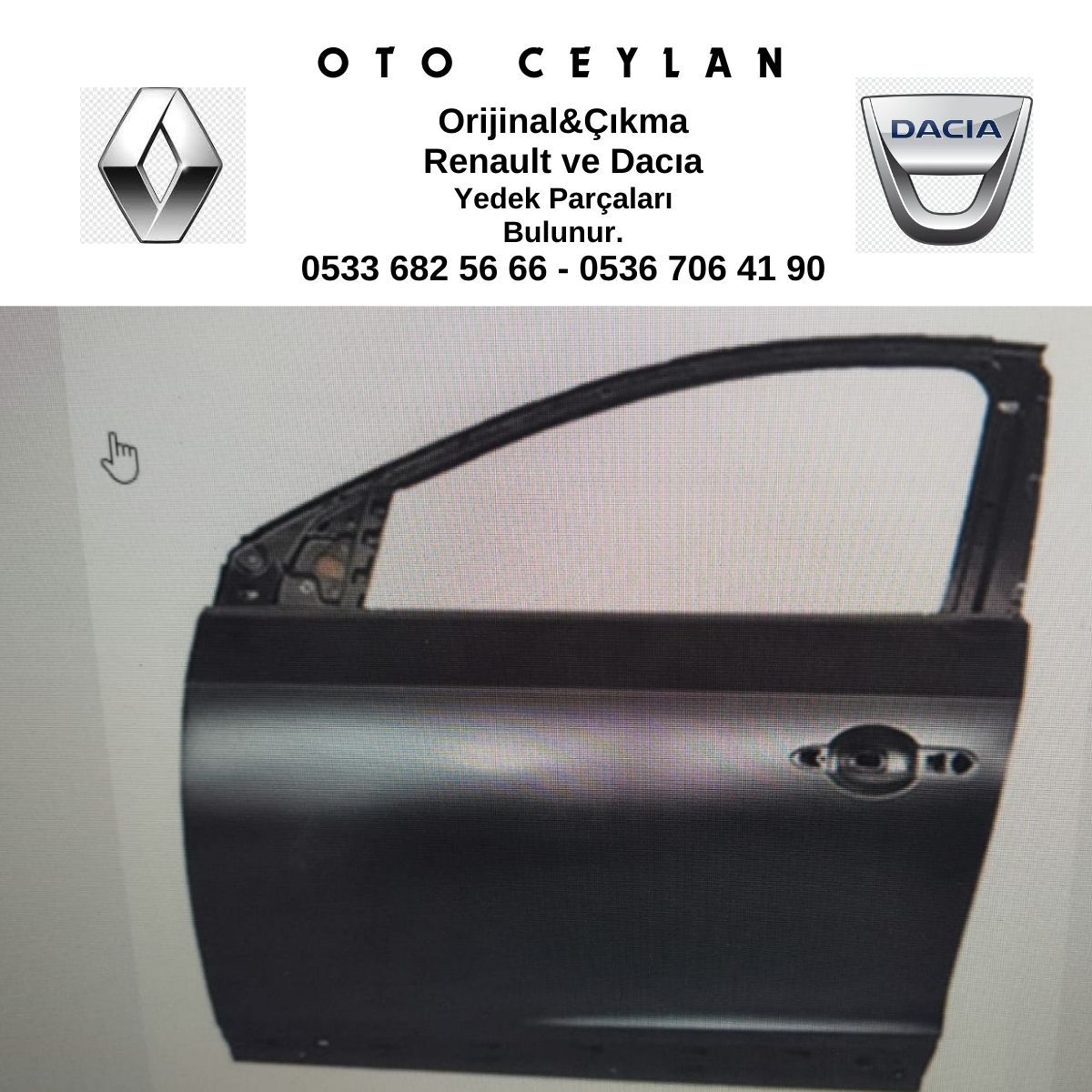 801011761R MEGANE 3 SOL ÖN KAPI SIFIR