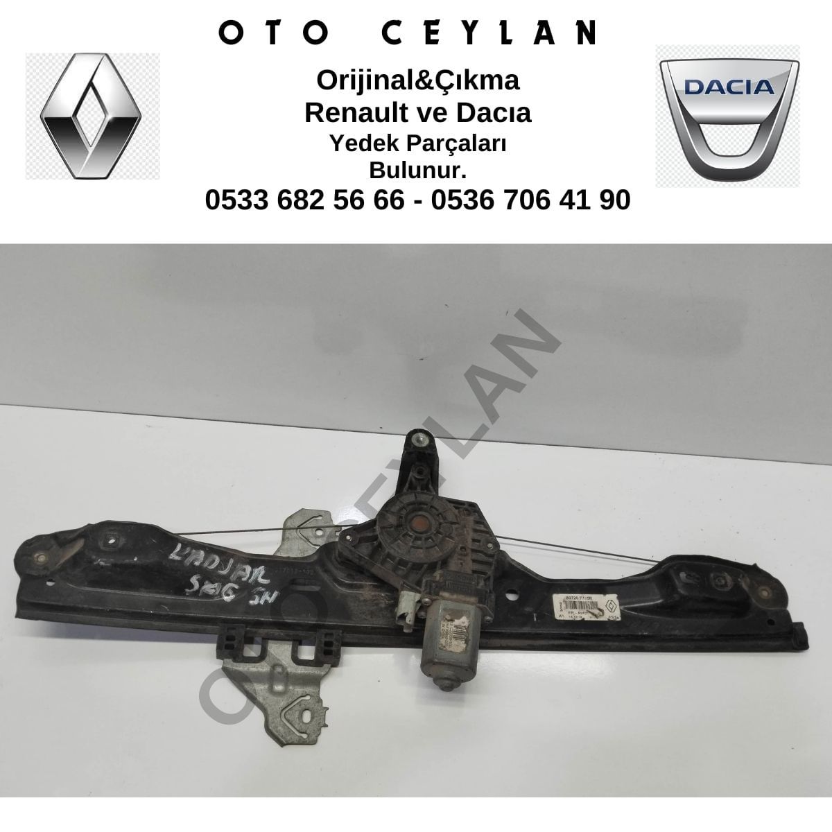 807206317R Kadjar Sağ Ön Cam Krikosu Çıkma Orijinal