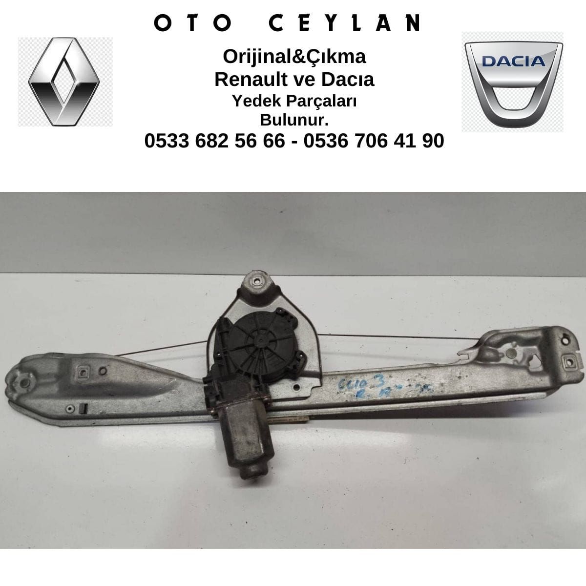 8200291153 Clıo 3 Sağ Arka Cam Krikosu Çıkma Orijinal