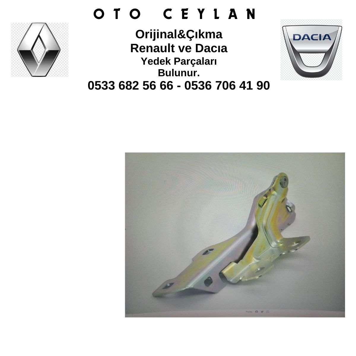 8200676607 CLIO SYMBOL SOL KAPUT MENTEŞESİ SIFIR ORİJİNAL