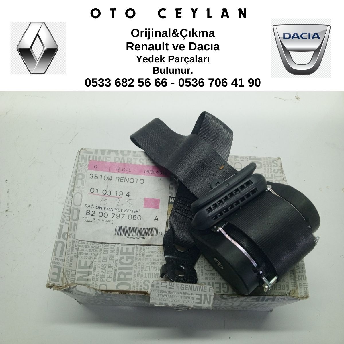 8200797050 CLIO THALIA SAĞ ÖN EMNİYET KEMERİ