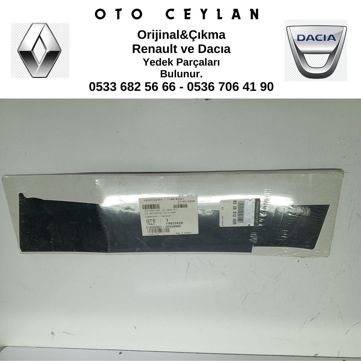 822831249R SAĞ ARKA KAPI DİREK BANDI SIFIR