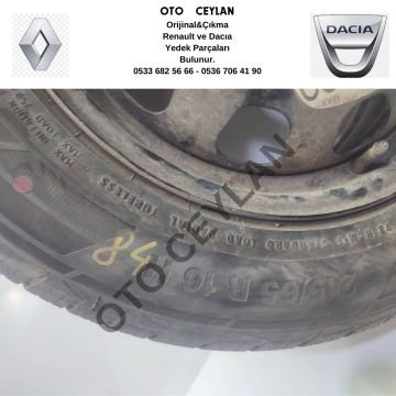 Duster 16 İnç 5 Bijon Stepne Jantı Çıkma Orijanal