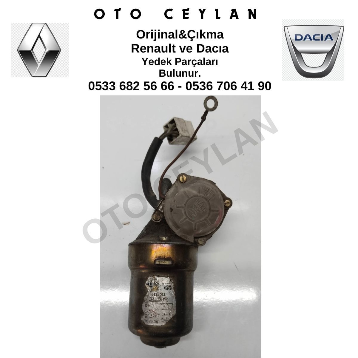 S56031 Reno 12 Cam Silecek Motoru Çıkma Orjinal