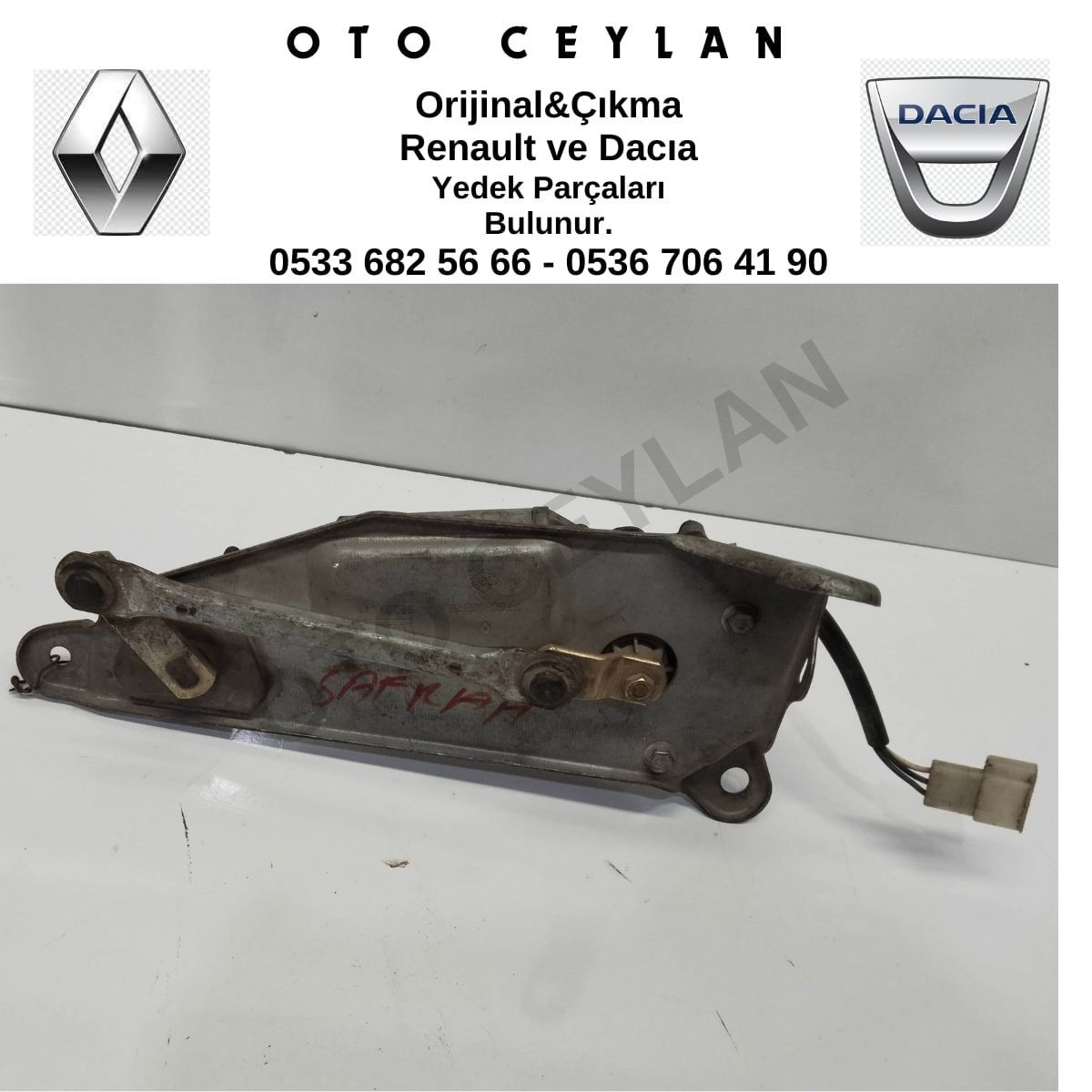 7700800376 Safran Arka Cam Silecek Motoru Çıkma Orjinal