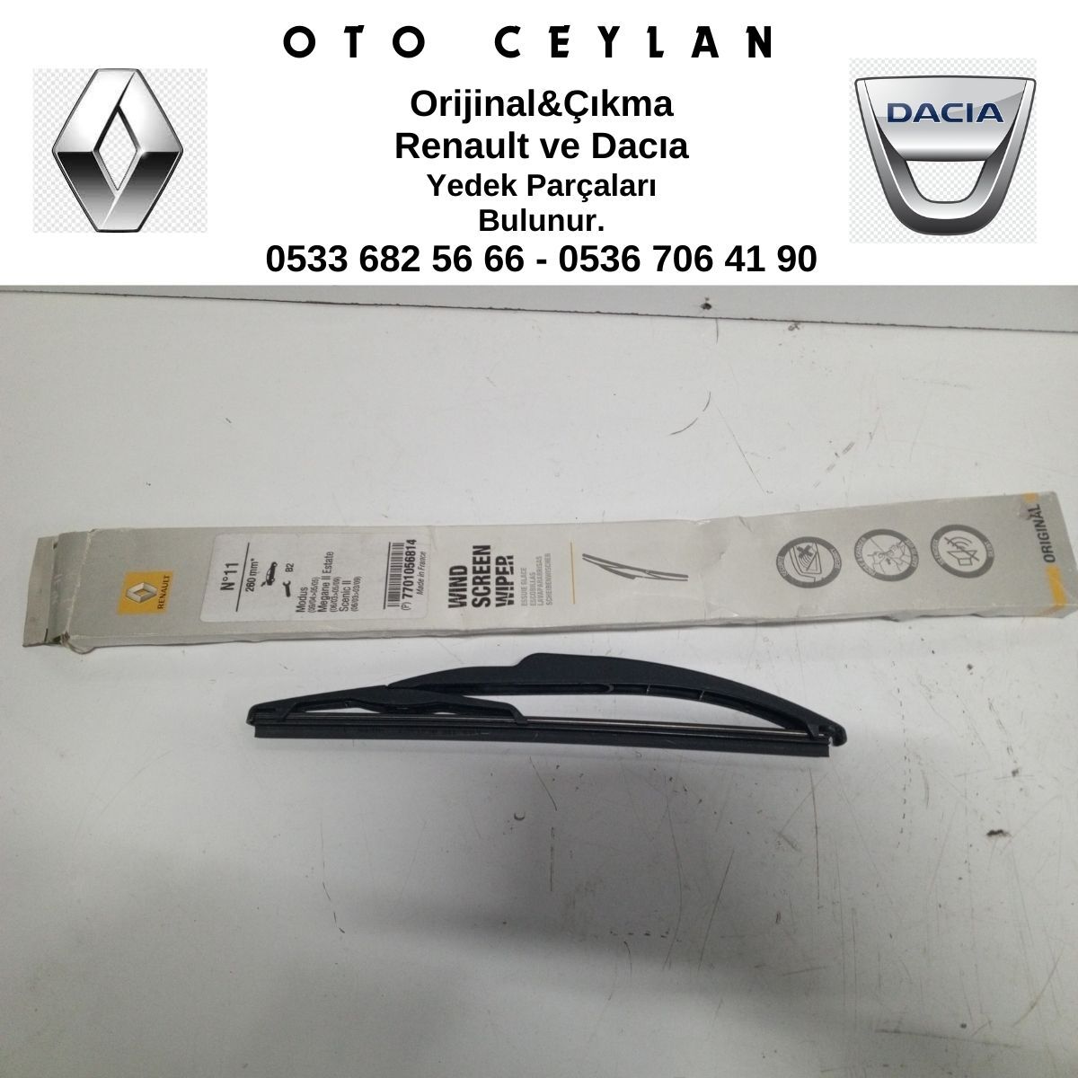 7701056814 MEGAN 2 ARKA SİLECEK SÜPÜRGESİ 260MM SIFIR ORİJİNAL